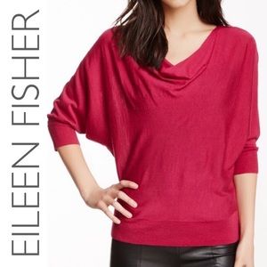 EILEEN FISHER Wool Dolman Drape neck Sweater    AA